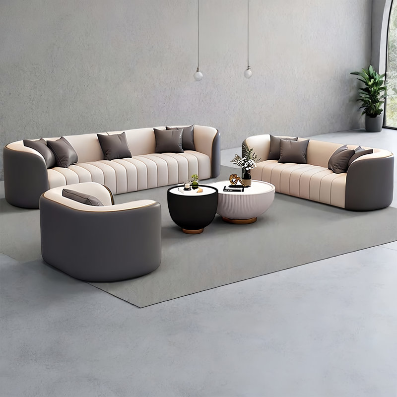 Four-Piece Set Grey Sofa Modern Waiting Room Sets  Reception Set