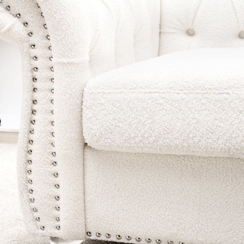Canapé 1 place, conforme à la norme TB117, blanc, ressorts ensachés, dossier en mousse, profondeur 82,5 cm, hauteur 73,7 cm, revêtement en velours, structure en bois massif, hauteur sous plafond 32 cm