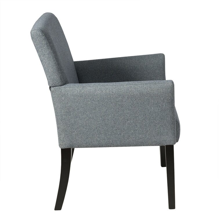 27.5 W Linen Seat Reception Chair with Wood Frame (Set of 2) Costway Finish: Gray