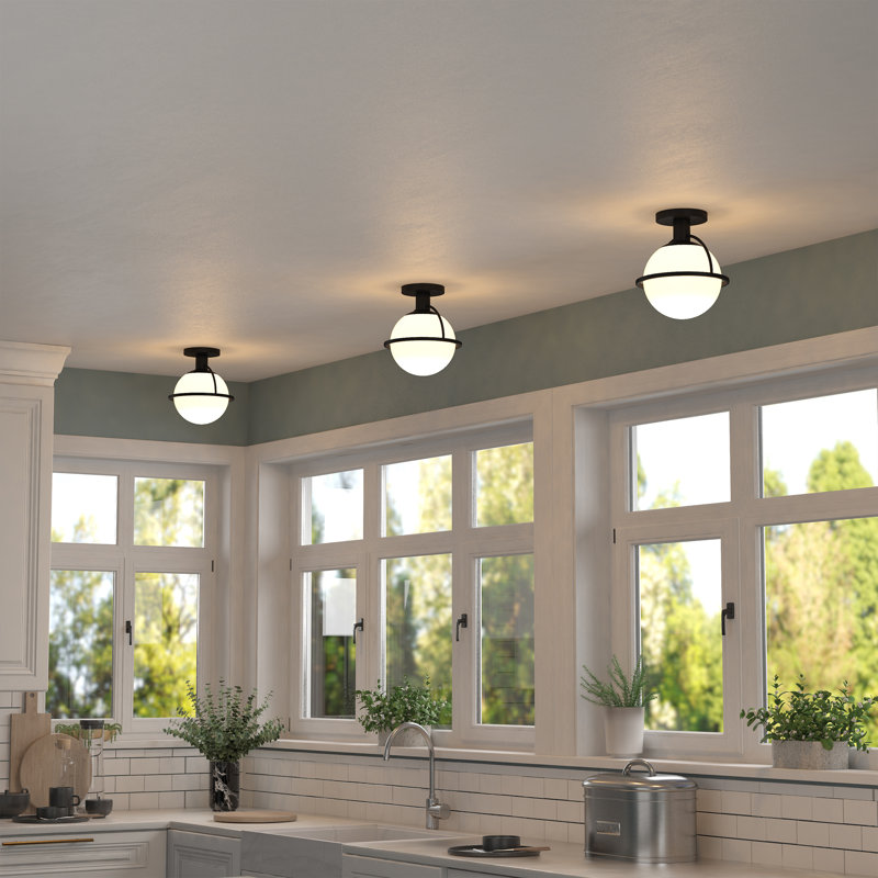 Rosier Glass Flush Mount, Blackened Bronze