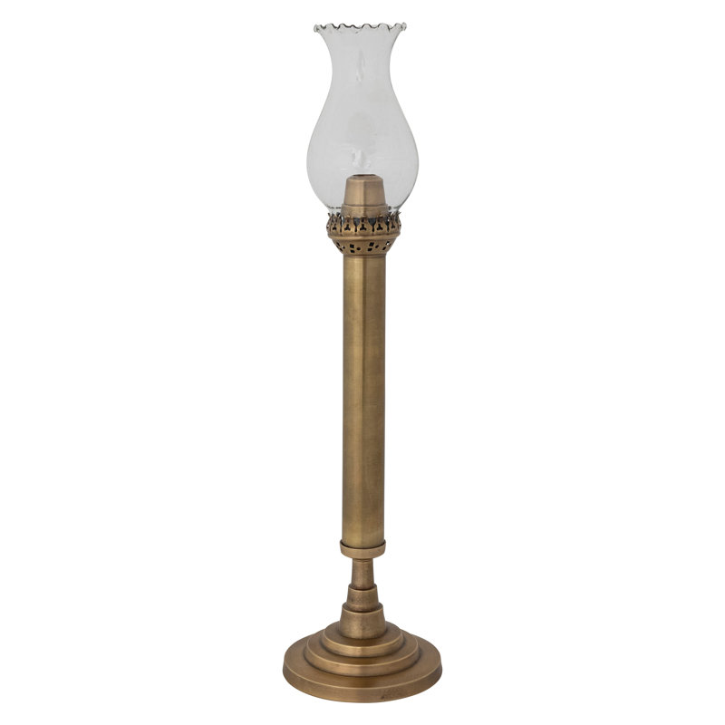 Brass Taper Candle Holder With Glass Hurricane