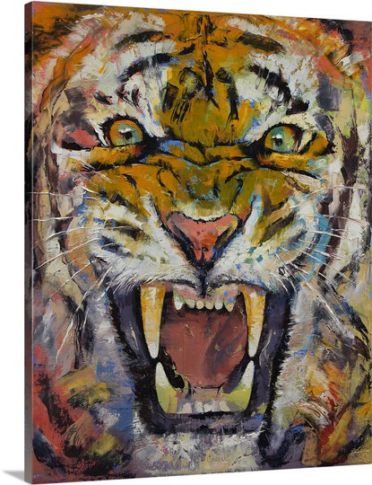 "Drithi Tiger" par Michael Creese, impression sur toile, H 20 po x l 16 po x P 1,25 po