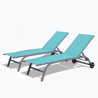 Chaise longue d'extérieur, chaises longues avec roulettes, chaises longues d'extérieur à 5 positions réglables