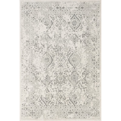 Almirka Medallion Runner Rug for Living Room Bedroom Dining Room Entryway Hallway Kitchen, Ivory/Grey