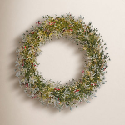 60'' Faux Pine Lighted Wreath