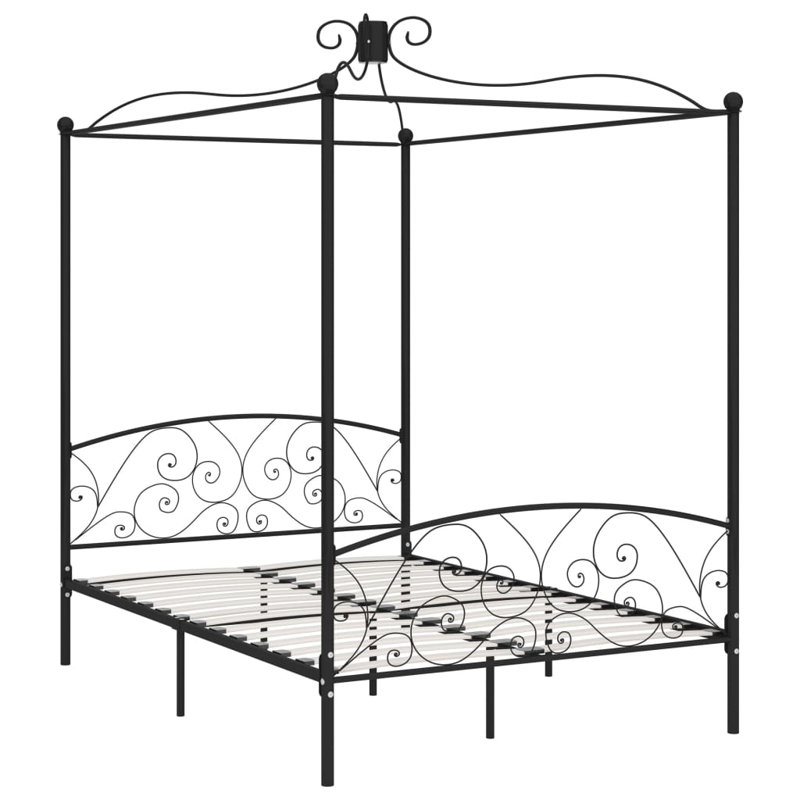 Rocky Metal Bed, black, 140 x 200 cm