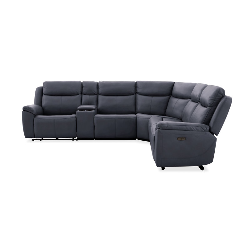 Canapé modulaire Dobson en cuir bleu Chesapeake