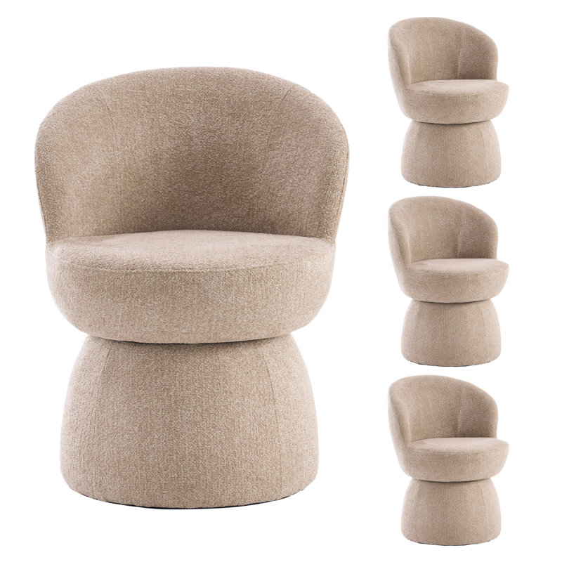 Modern Upholstered Dining Chairs, Boucle Fabric Swivel Barrel Chairs, Wingback Side Chairs, Vanity Chairs, Brown