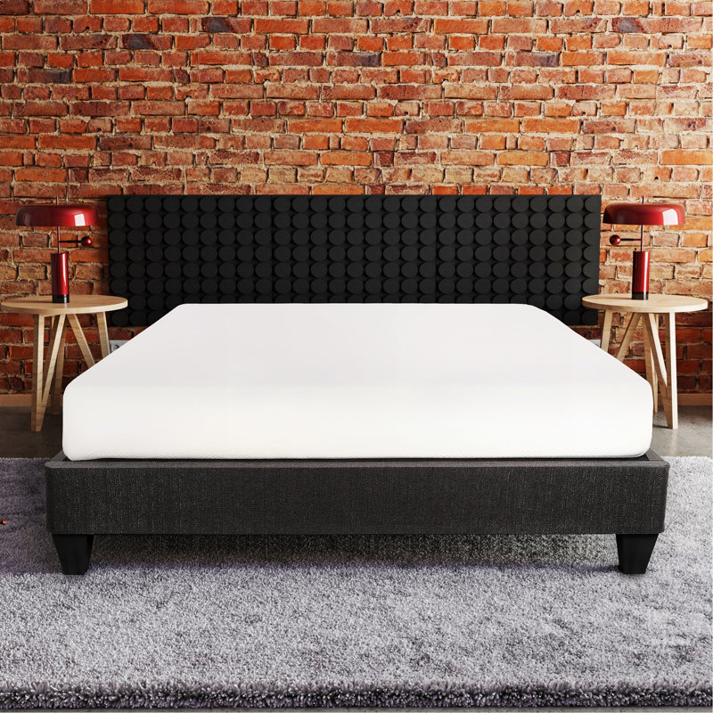 Lit plateforme tapissier gris foncé pour lit simple TG: 14 po Base XL: en gris, style contemporain