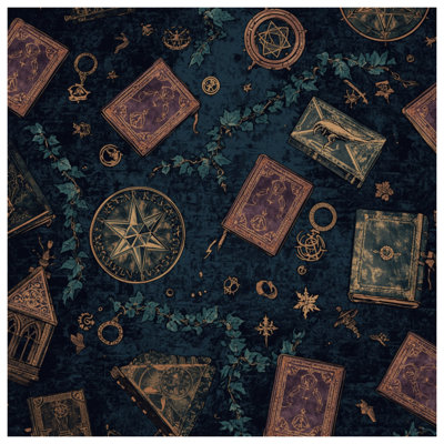 Mystical Books And Symbols Wall Tapestry - Magic Wall Decor
