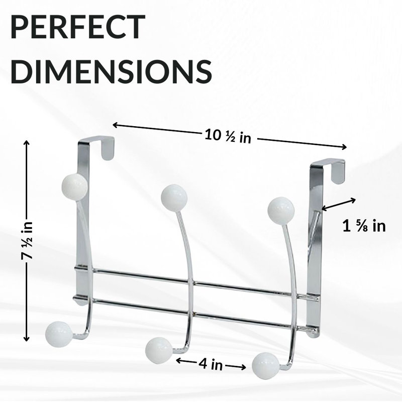 6-Hook Over-the-Door Hook Rack, Chrome/White