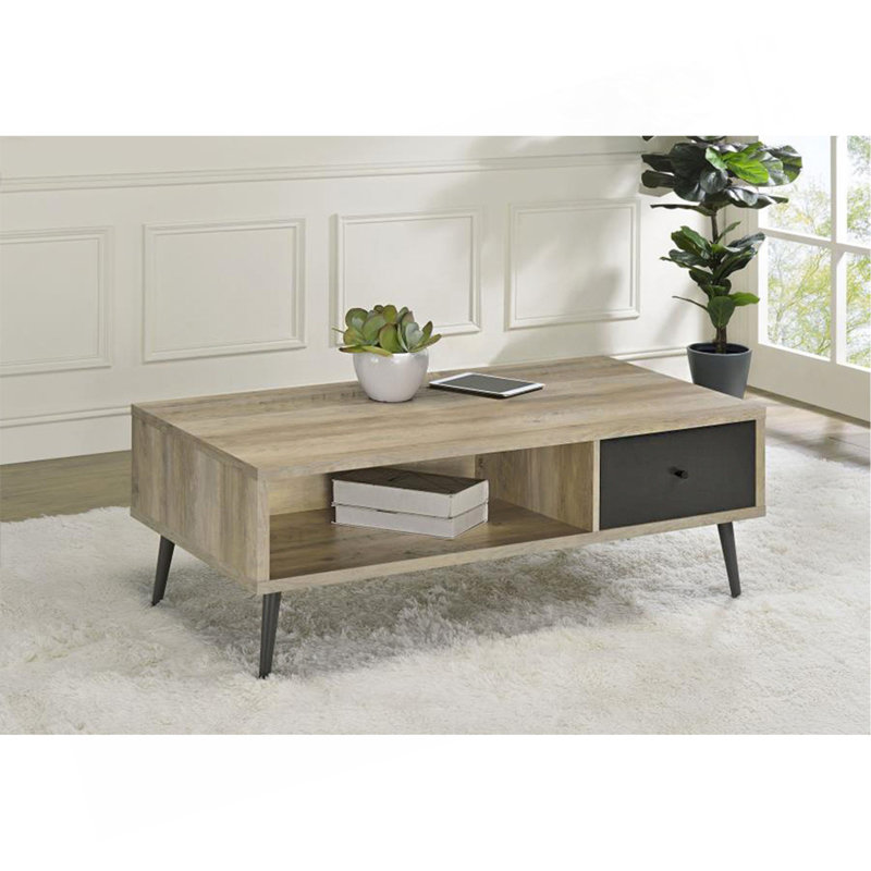 1-Drawer Engineered Wood Coffee Table, Distressed Pine