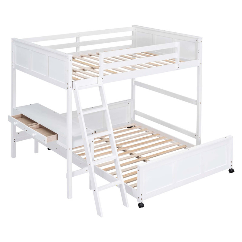 Lit superposé standard avec bureau intégré, White
