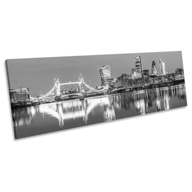 City London Famous Landmarks 1 Piece Wrapped Canvas Panoramic Wall Art, 45.72cm H x 137.16cm W x 2cm D
