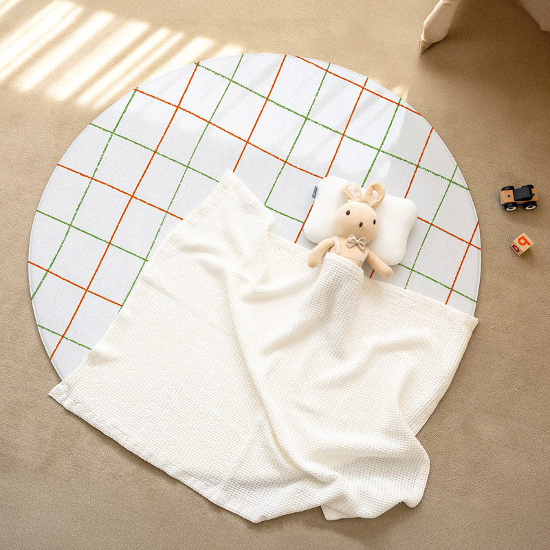 Tapis rond Lapure Soft - Carrot Check + ivoire tissé