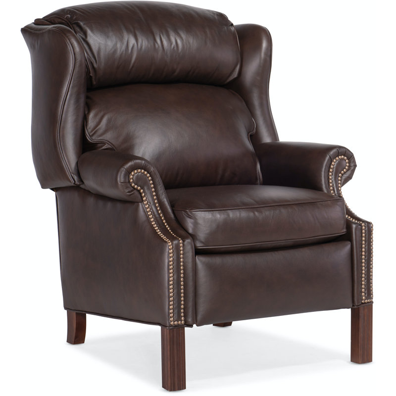 Chippendale Recliner, Central Park Brown Genuine Leather