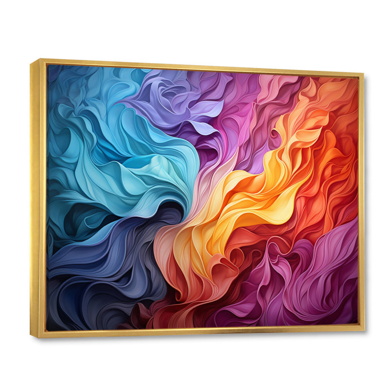 Opt Illusion chromatique sur toile, H 30 po x l 40 po x P 1,5 po, Cadre flottant doré