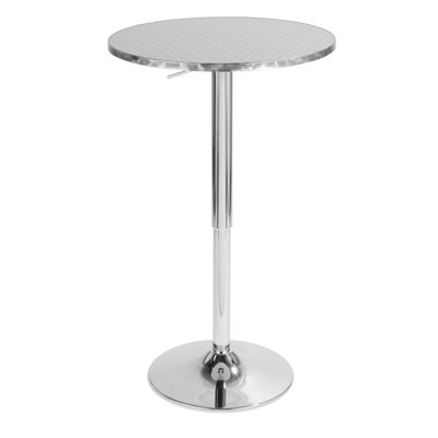 Table de bar ronde contemporaine réglable en argent