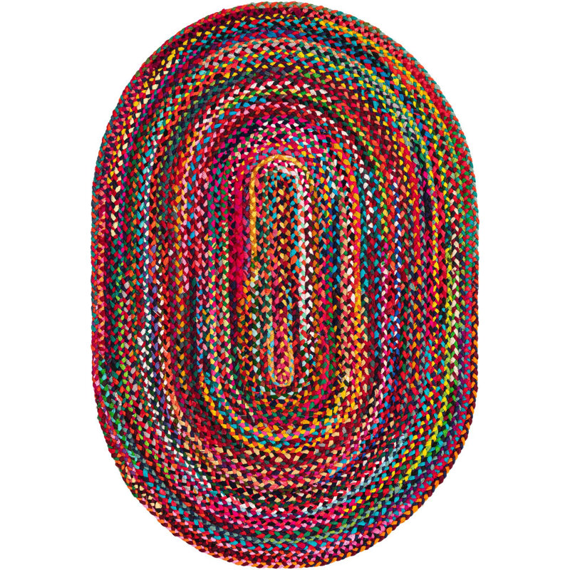 Cotton Southwestern Indoor Rug, Oval 4' x 6'