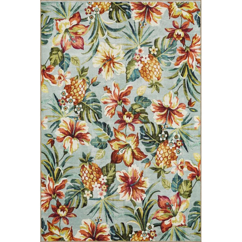 Tapis lavable à motif floral multicolore, Rectangle 3 pi 3 po x 4 pi 11 po