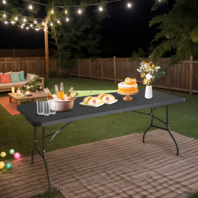 Foldable Camping Table - Portable Indoor Outdoor Folding Table Supports, Black
