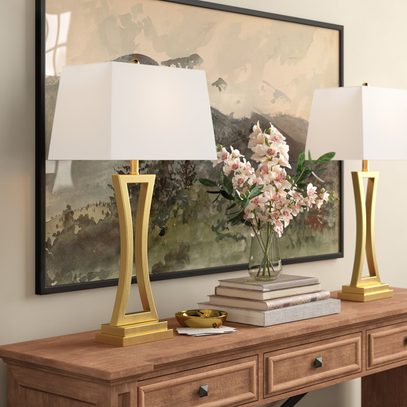 Lampe de table moderne en métal 31 "avec gradation à 3 voies Burholme, Or poli