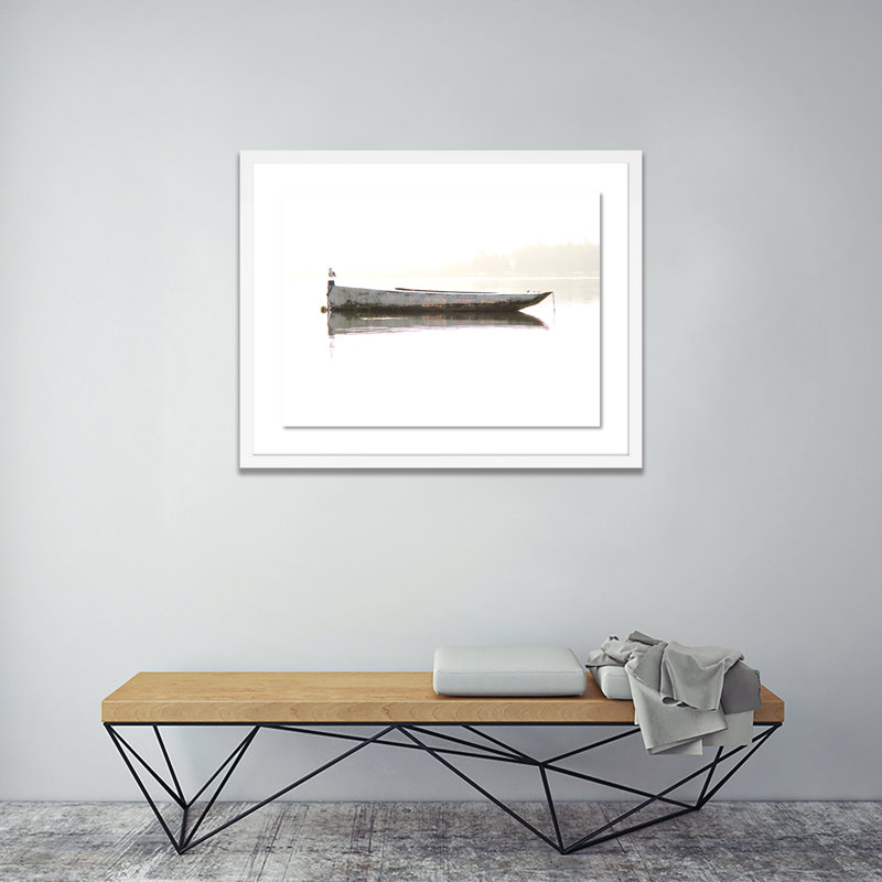 Oyster Skiff Print by Geoffrey Baris, White, 19" H x 24" W x 1.5" D