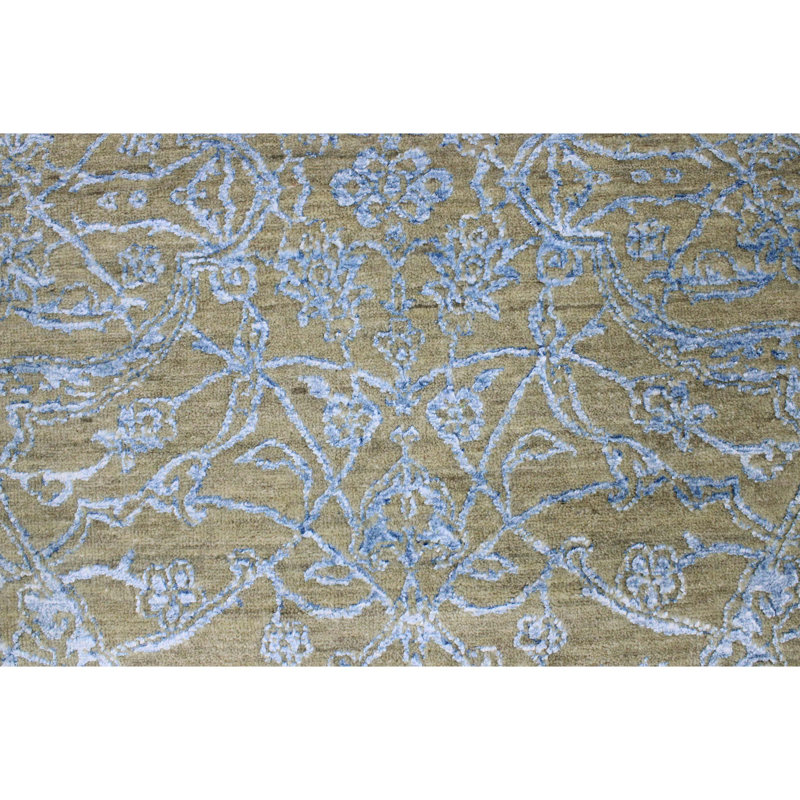 Hand Knotted Damask Indoor Rug, Rectangle 8' x 10'