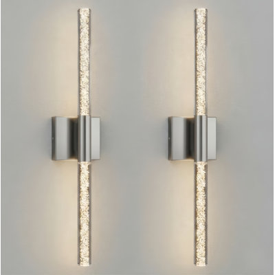24''w Dimmable LED Iron Nickel Wall Sconce with Seeded Tempered Glass