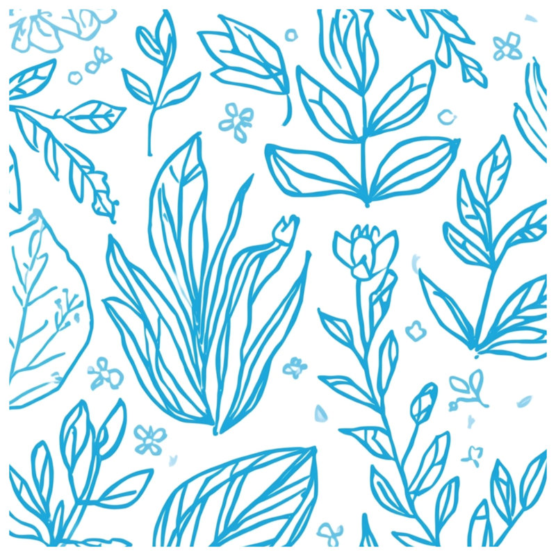 Couvertures botaniques bleues, L 50 po x H 60 po
