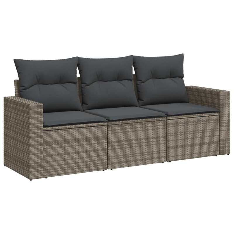 Garden Sofa Set Grey PE Rattan, Powder-Coated Steel Medium, Gray, Dark Gray