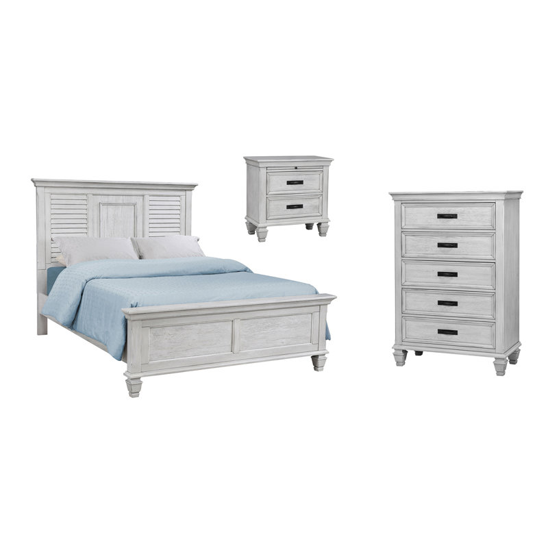Ensemble de chambre à coucher avec commode 3 pièces Giglia, Blanc antique, Grand