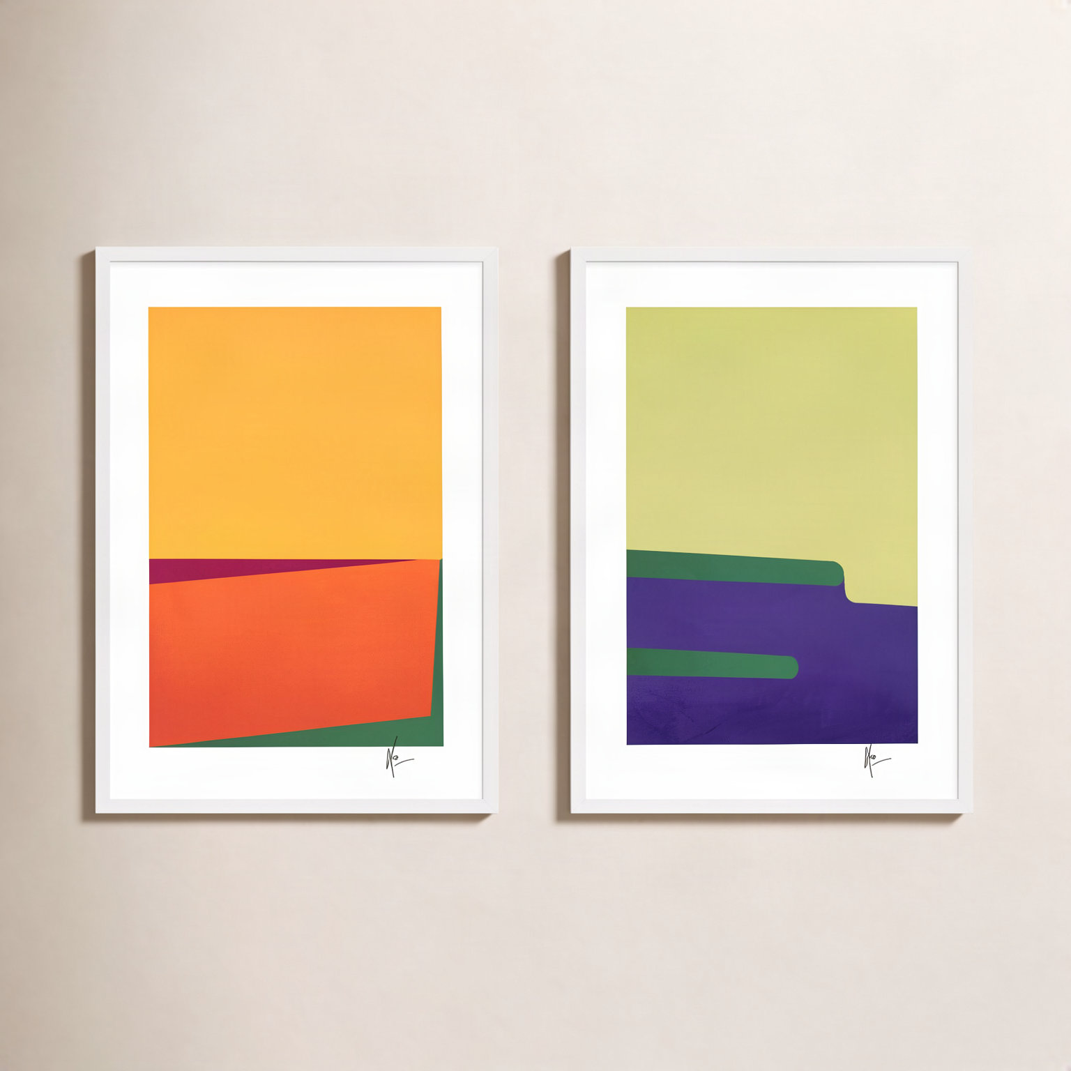 Sahara & Kalahari. Set Of 2 by Lee Lessem, 25" H x 17.5" W x 1.25" D, White