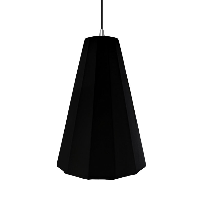 Radiance - luminaire suspendu 1 lumière cannelé - noir brillant avec intérieur blanc mat - chrome poli - l 9 po x H 13 po - ampoule remplaçable - cordon noir