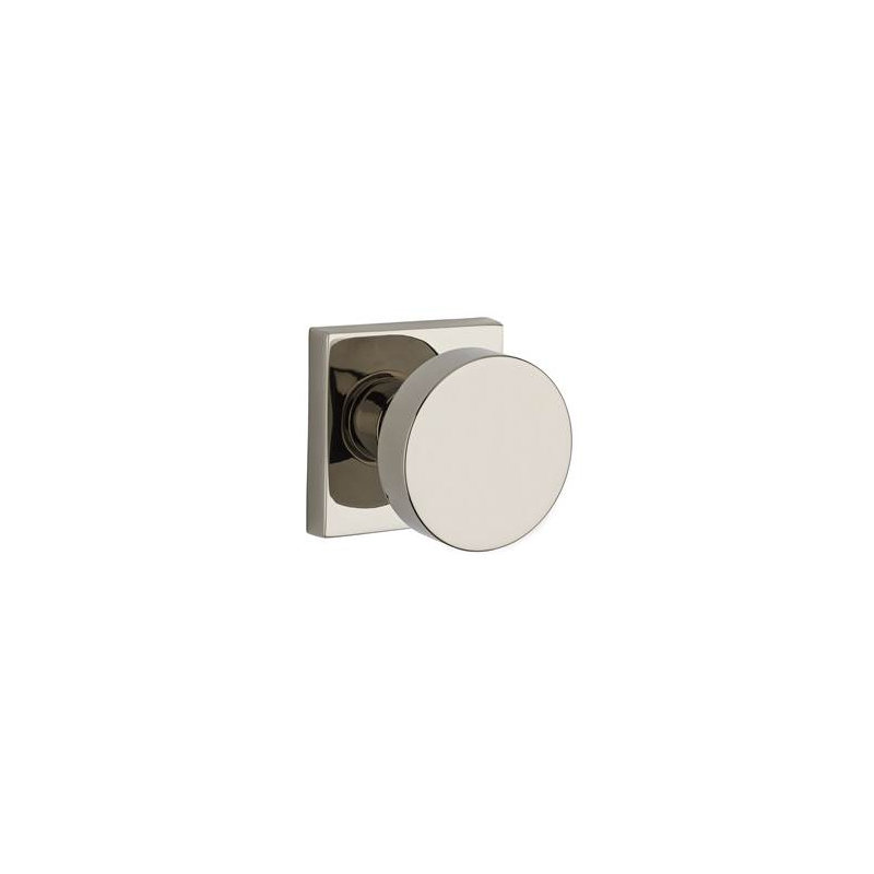 Contemporary Passage Door Knob with Contemporary Square Rose, Polished Nickel, Double Dummy