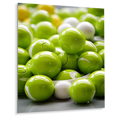 Fractal Apple Green Frequency II - Geometric Metal Wall Art