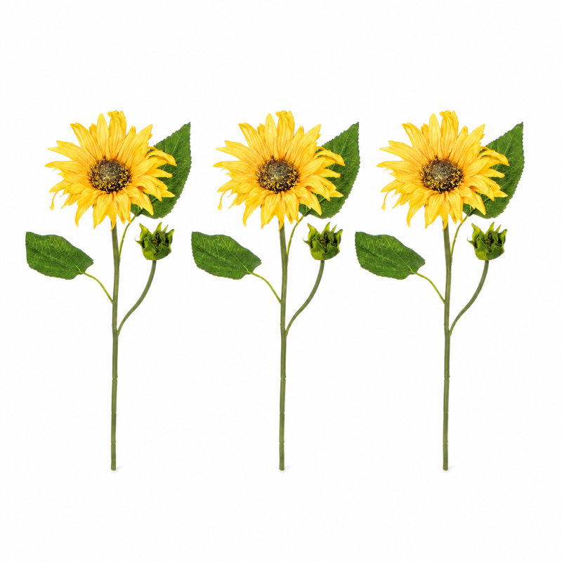 Ensemble de 3 tiges de tournesol orange et jaune Sullivan's, 20 po