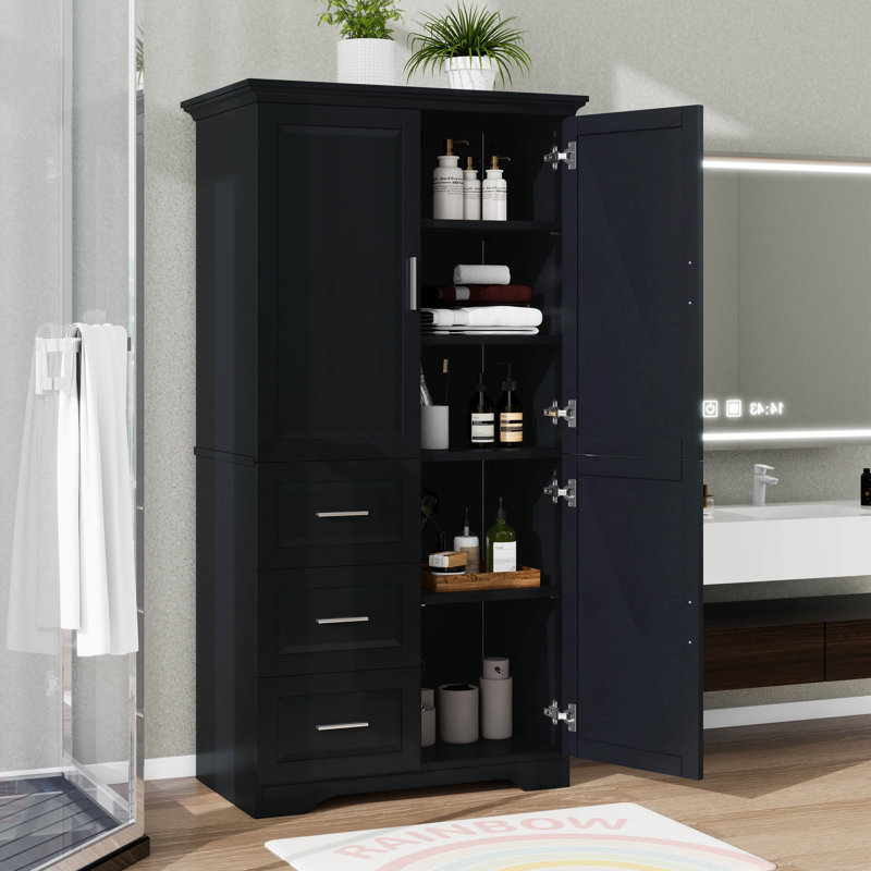 Tall Storage Cabinet, Freestanding Pantry With 3 Doors, Adjustable Shelves And 3 Storage Drawers For Kitchen/Bathroom/Office