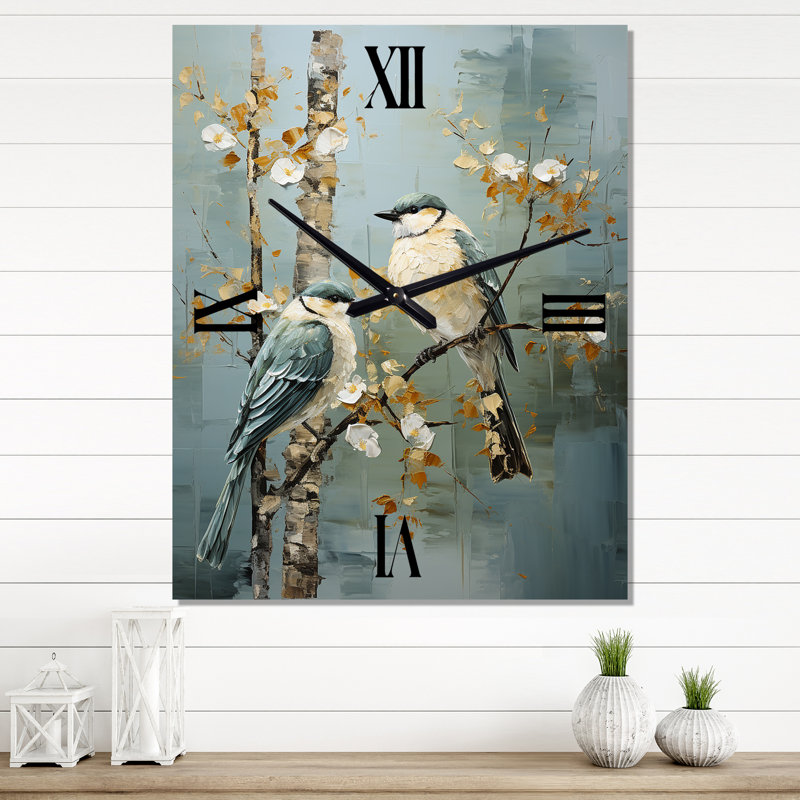 Horloge murale Birch Woods Silent Woods VII - Animaux, H 32 po x l 24 po x P 1 po