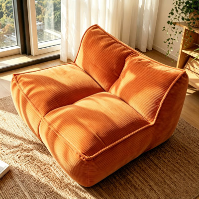Caterpillar Sofa Slouchy  Lazy SofaCorduroy Fabric Beanbag Couch for Living Room, Bedroom & Dorm, Cozy Fluffy Cloud Mini Couch