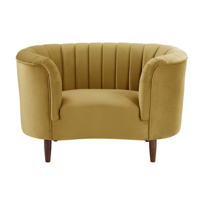 Chaise en velours jaune olive