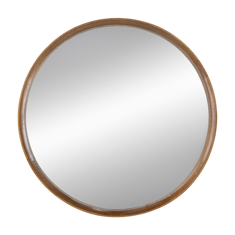 31.5" Round Pine Wood Mirror