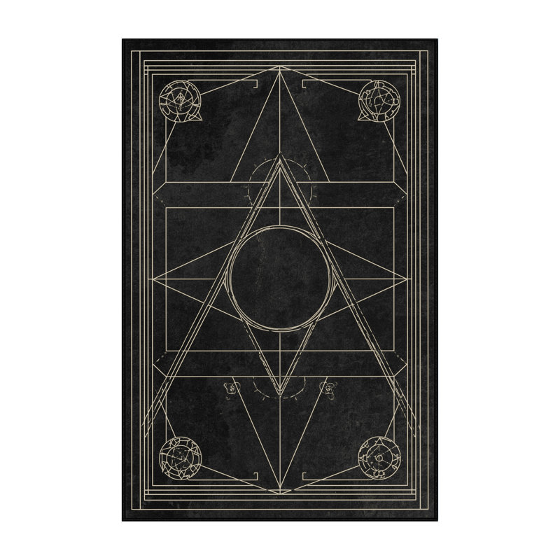 Tapis noir à motif géométrique lavable à la machine Warmley, 5 x 8
