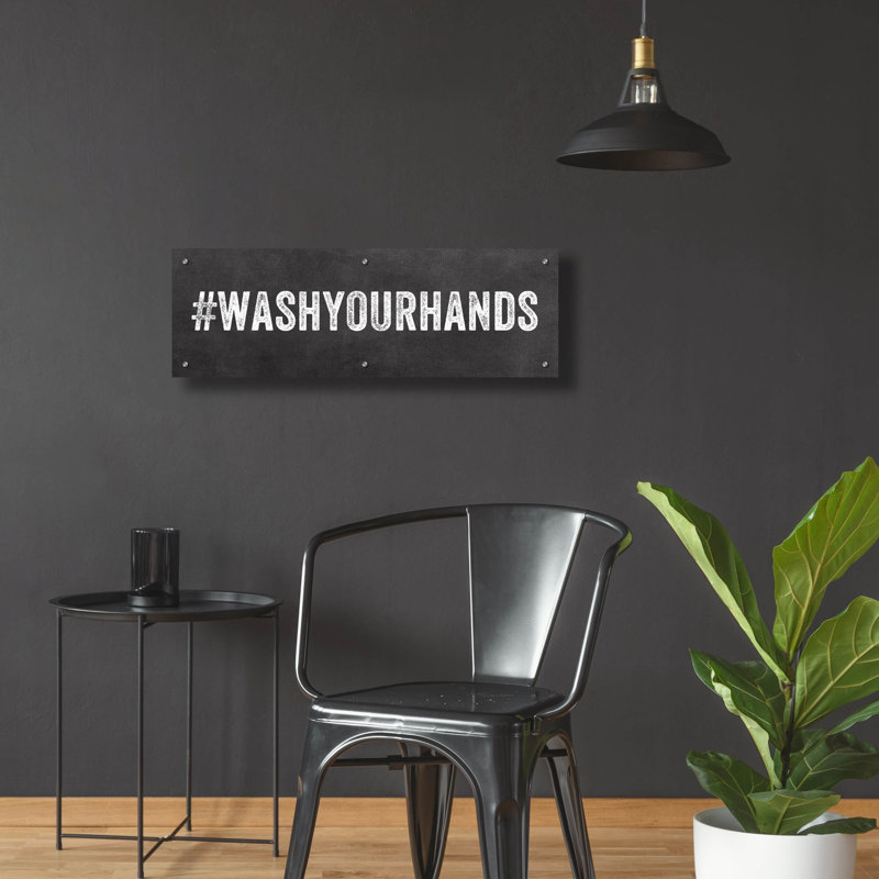 «Wash Your Hands» par Linda Woods, art mural en verre acrylique, H 12 po x l 36 po