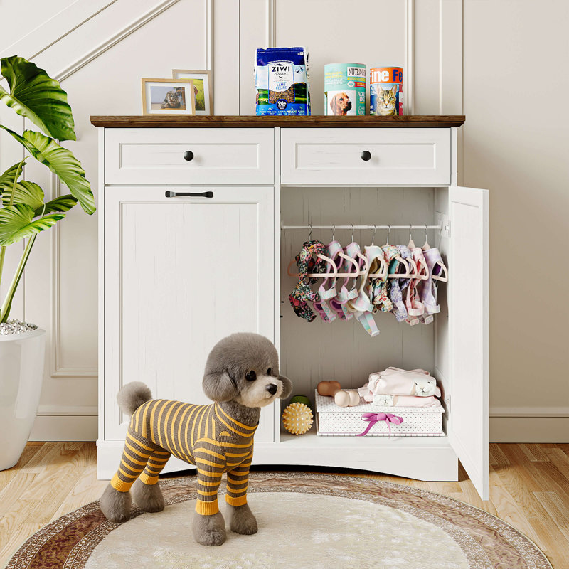 Armoire de rangement pour chien à deux portes l 39,7 po, Blanc