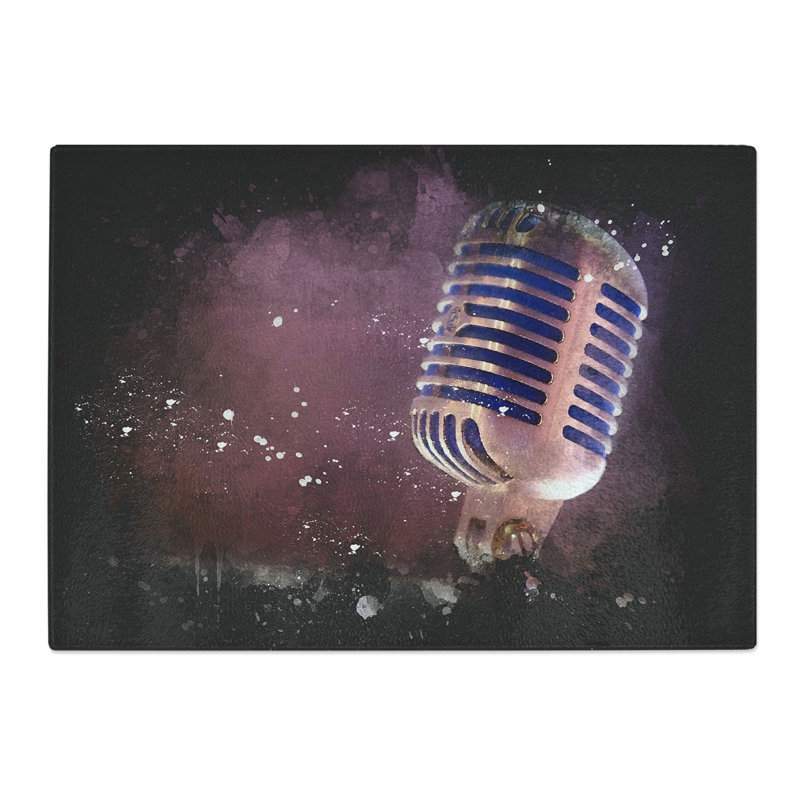Tempered Glass Steel Vocal Microphone Chopping Board, 28.5 cm x 39 cm