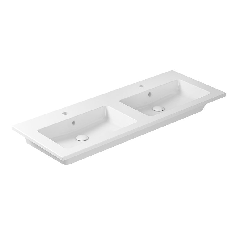 WS Bath Collections 20.3'' Glossy White Ceramic Rectangular Bathroom Sink with Overflow