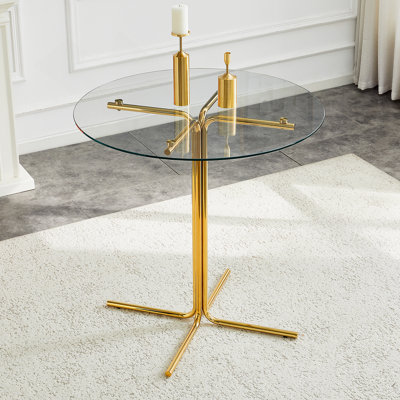 Round Glass Top Metal Base Dining Table