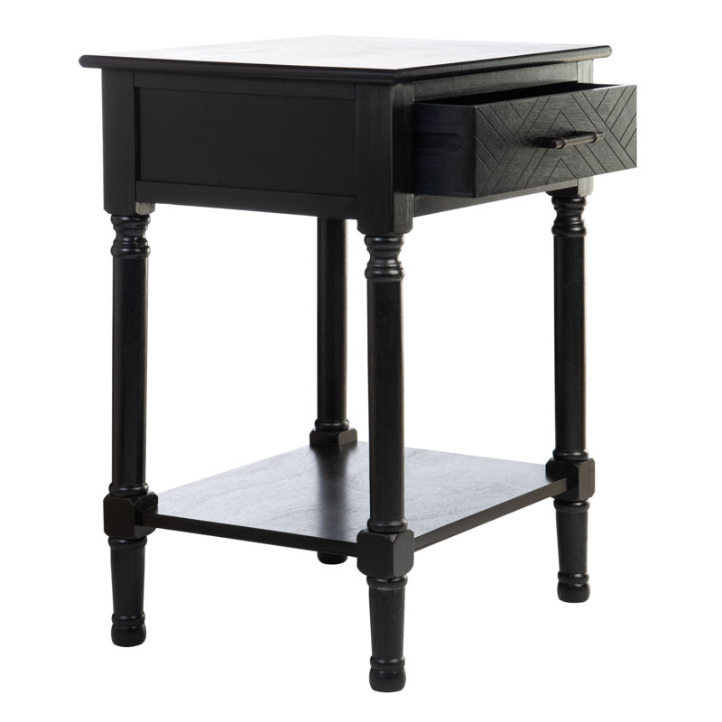 Raine End Table with Storage, Black