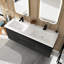 60 po Meuble-lavabo mural double avec plateau en résine blanche